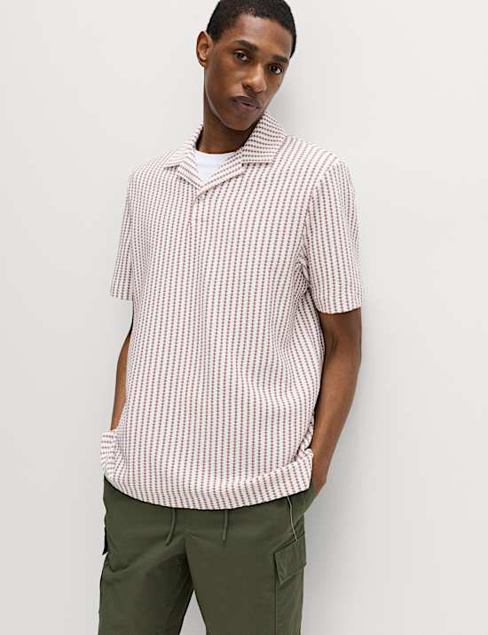 Cotton Rich Jersey Geometric Polo Shirt