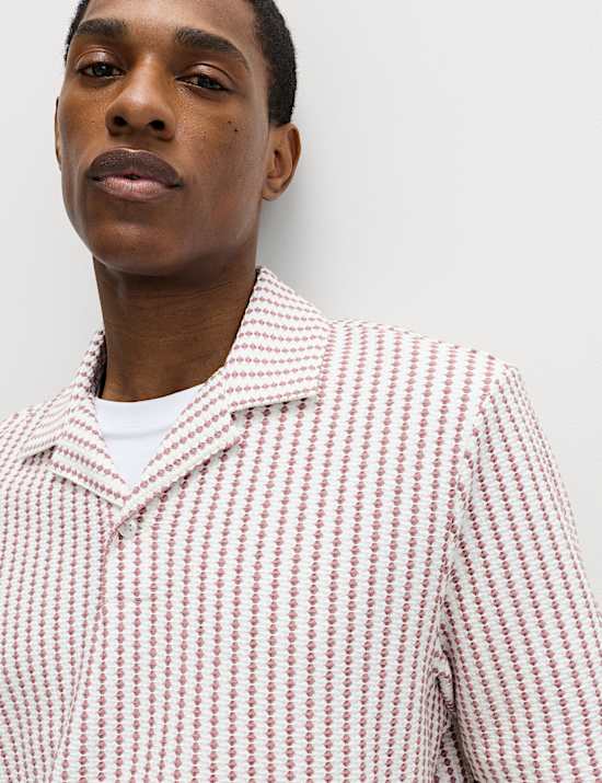 Cotton Rich Jersey Geometric Polo Shirt