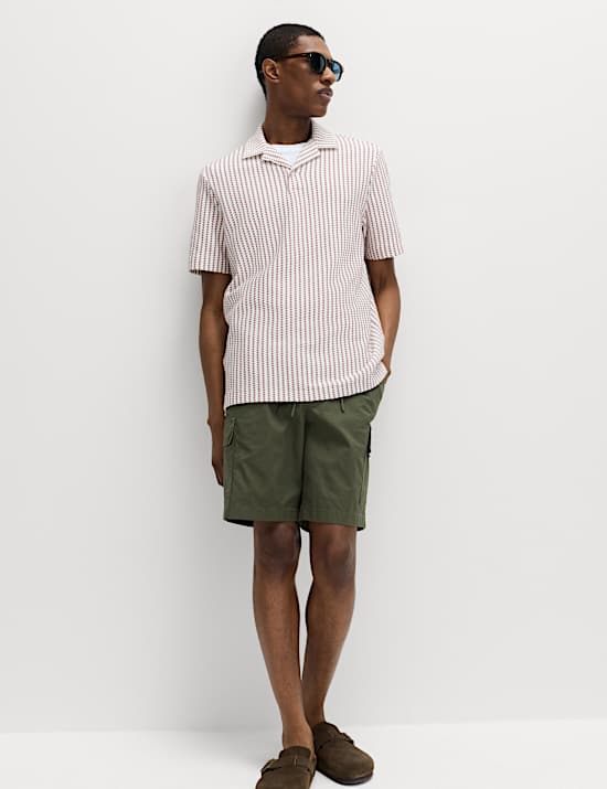 Cotton Rich Jersey Geometric Polo Shirt