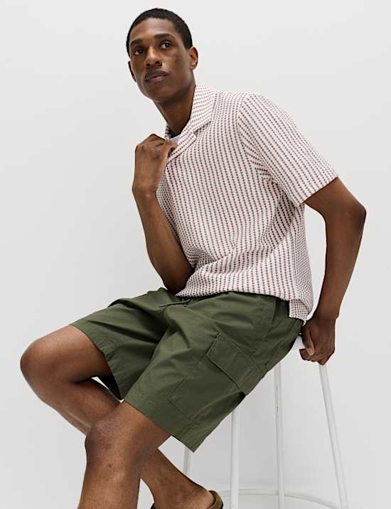 Cotton Rich Jersey Geometric Polo Shirt