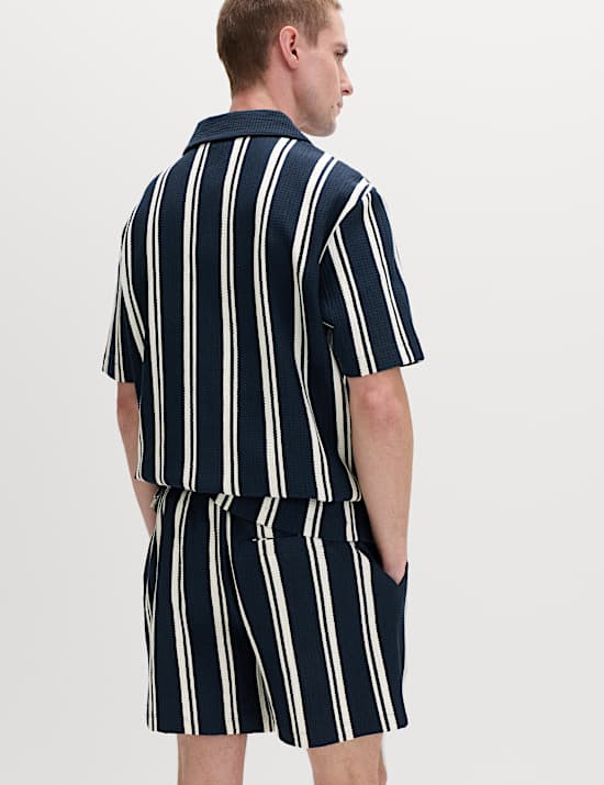 Cotton Rich Striped Seersucker Polo Shirt