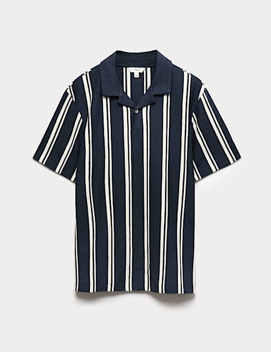 Cotton Rich Striped Seersucker Polo Shirt