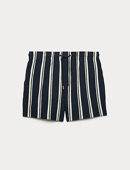 Short en coton &agrave; rayures gaufr&eacute;es