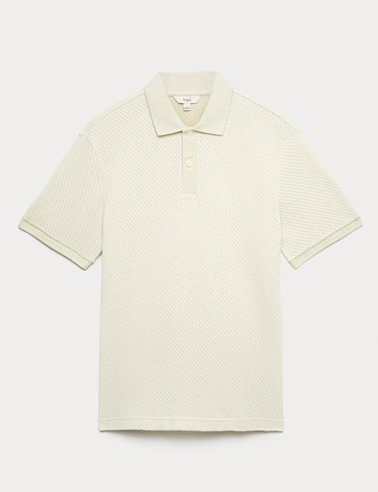 Cotton Rich Textured Knitted Polo Shirt