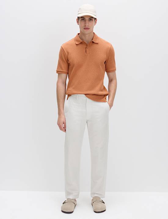 Cotton Rich Textured Knitted Polo Shirt