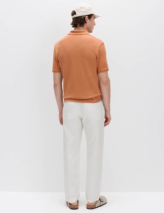 Cotton Rich Textured Knitted Polo Shirt