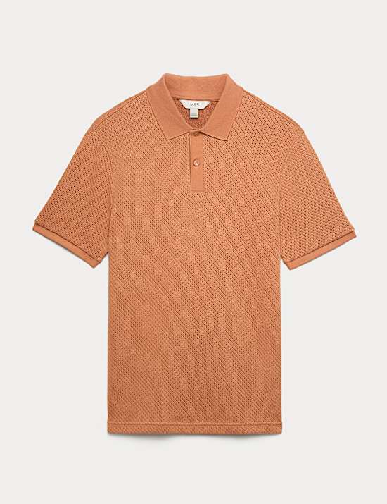 Cotton Rich Textured Knitted Polo Shirt