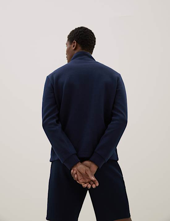 Cotton Blend Half Zip Sweatshirt