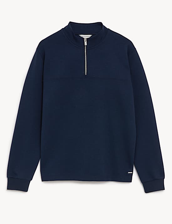 Cotton Blend Half Zip Sweatshirt