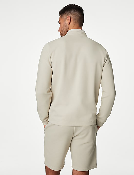Cotton Blend Half Zip Sweatshirt
