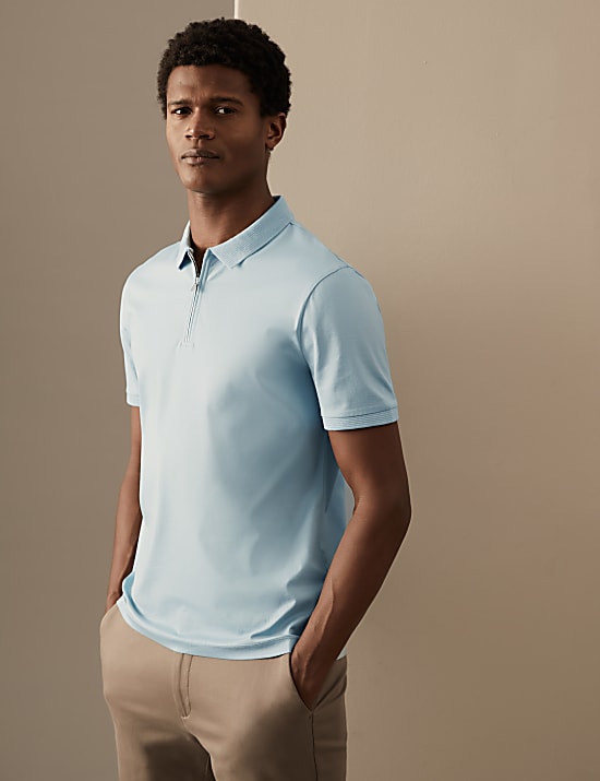 Pure Supima&reg; Cotton Zip Up Polo Shirt
