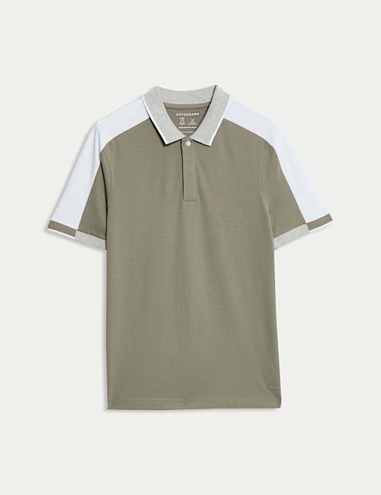 Polo en coton m&eacute;lang&eacute; micro piqu&eacute;