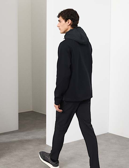 ז'קט מבד עשיר בכותנה עם קפוצ'ון ושרוולי רגלן