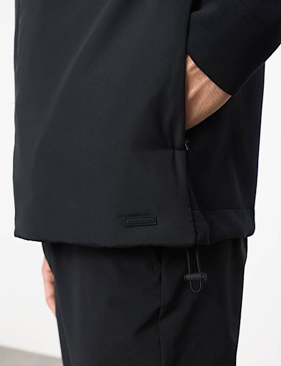 ז'קט מבד עשיר בכותנה עם קפוצ'ון ושרוולי רגלן