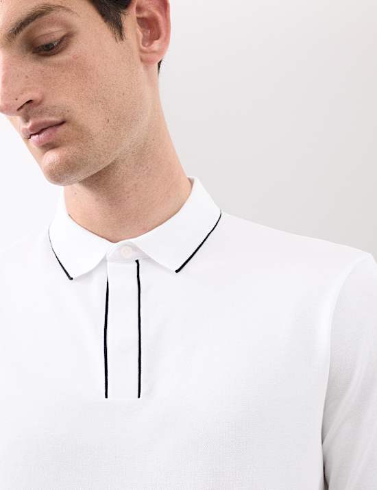 Langärmeliges Poloshirt aus Baumwollmischgewebe