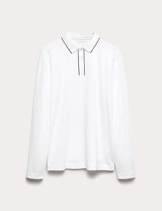 Langärmeliges Poloshirt aus Baumwollmischgewebe