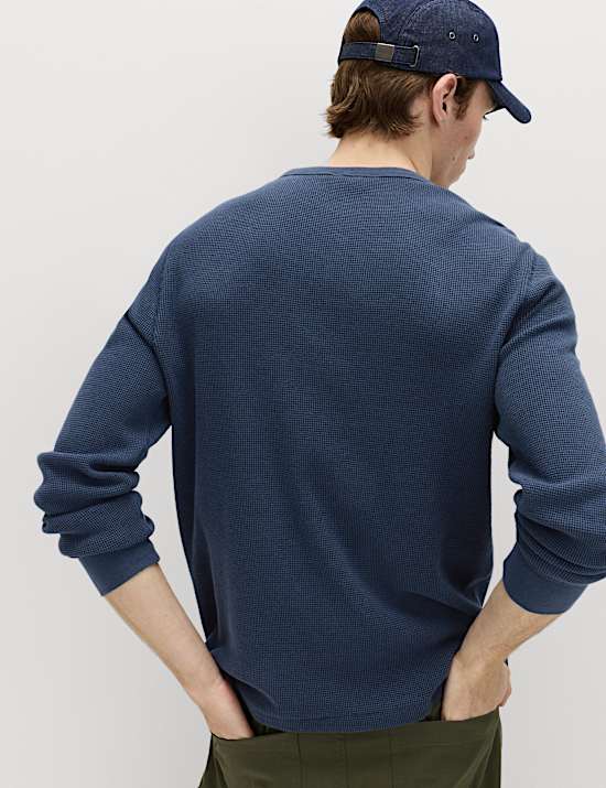 Zweifarbiges Sweatshirt aus reiner Baumwolle mit Waffelmotiv