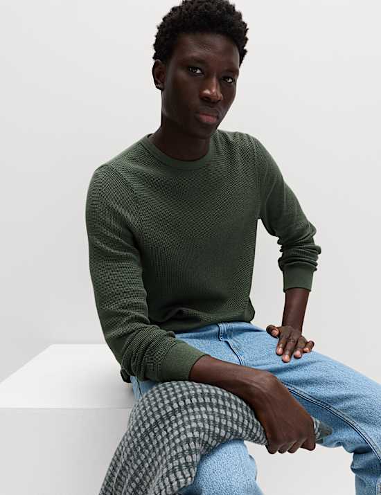 Pure Cotton 2-Tone Waffle Sweatshirt