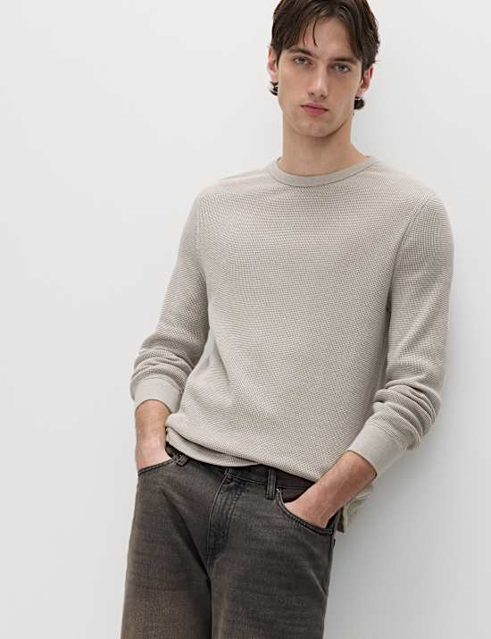 Pure Cotton 2-Tone Waffle Sweatshirt
