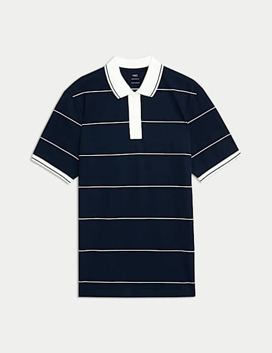 Polo 100 % coton piqué à rayures