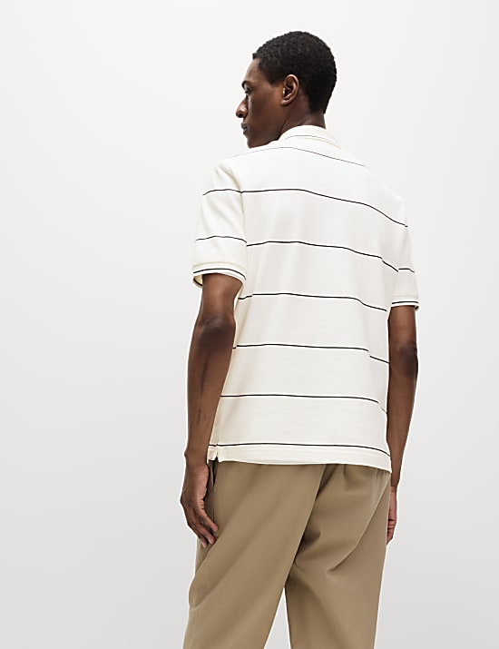 Pure Cotton Pique Striped Polo Shirt