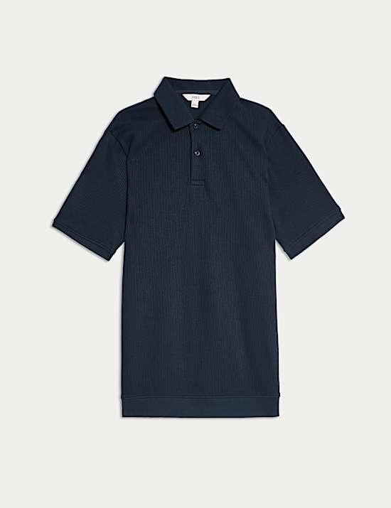 Pure Cotton Textured Polo Shirt
