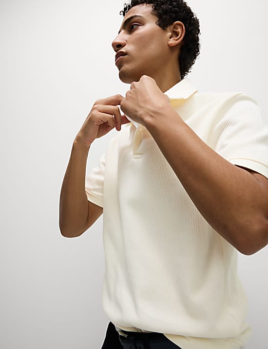 Pure Cotton Textured Polo Shirt
