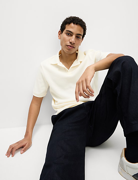Pure Cotton Textured Polo Shirt