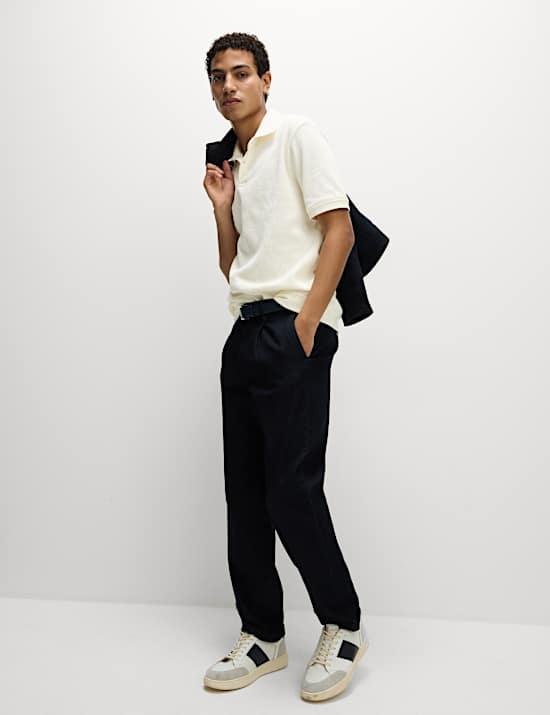 Pure Cotton Textured Polo Shirt