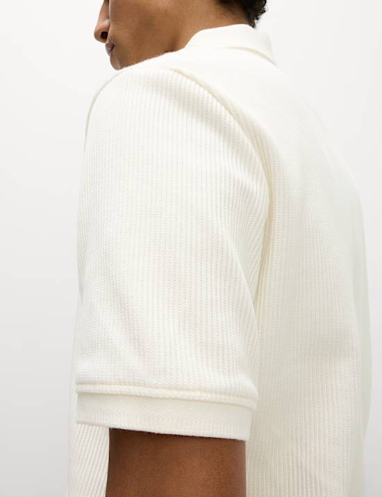 Pure Cotton Textured Polo Shirt