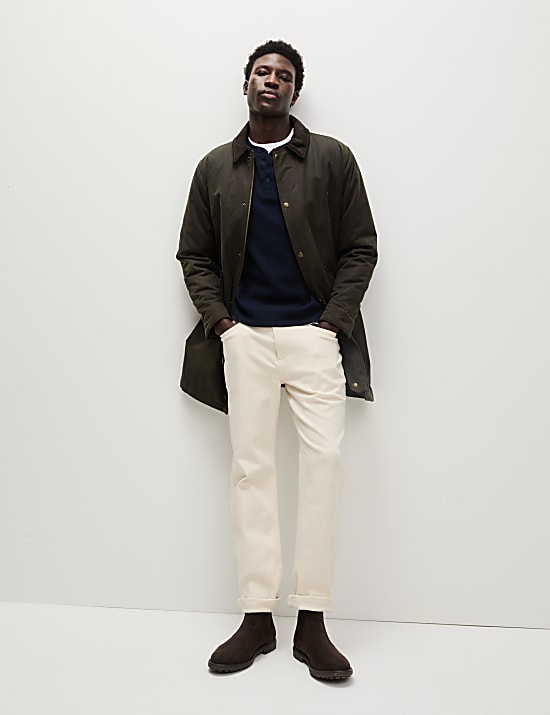 Pure Cotton Henley Waffle Long Sleeve Top