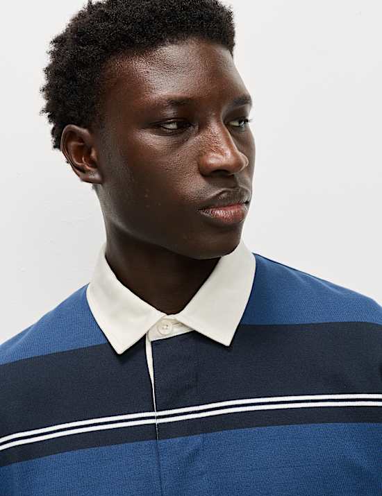 Gestreiftes Rugby-Hemd aus reiner Baumwolle