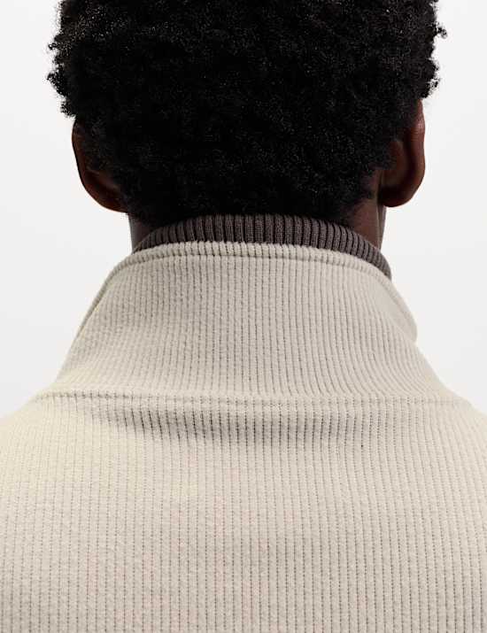 Cotton Rich Textured Half Zip Sweatshirt