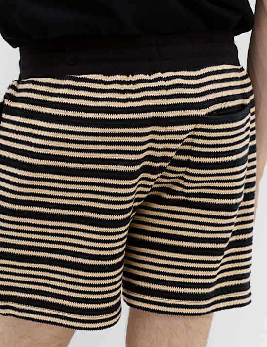 Short en coton &agrave; rayures bigarr&eacute;es