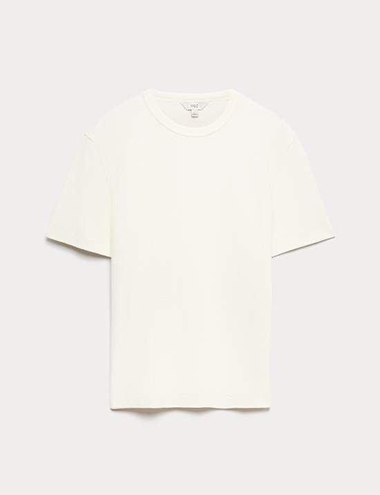 Relaxed Fit Cotton Blend Textured T-Shirt