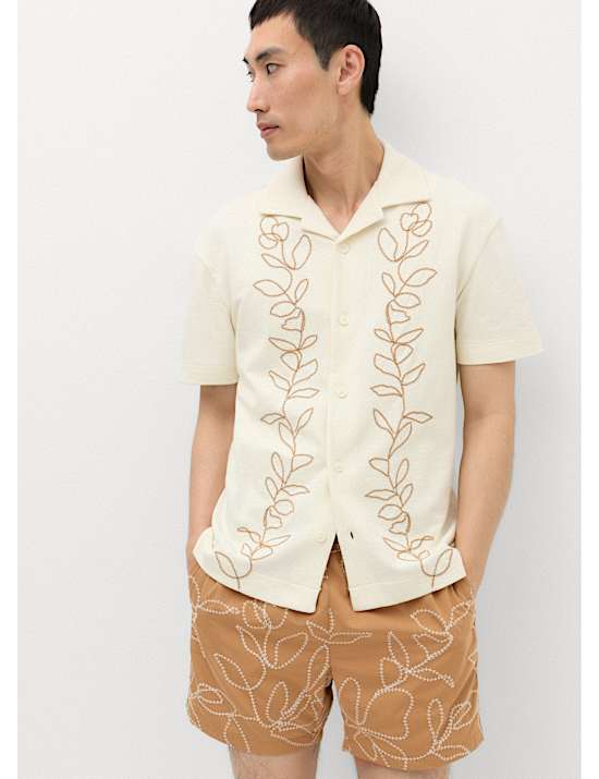 Pure Cotton Embroidered Short Sleeve Shirt