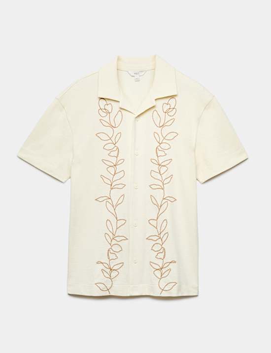 Pure Cotton Embroidered Short Sleeve Shirt