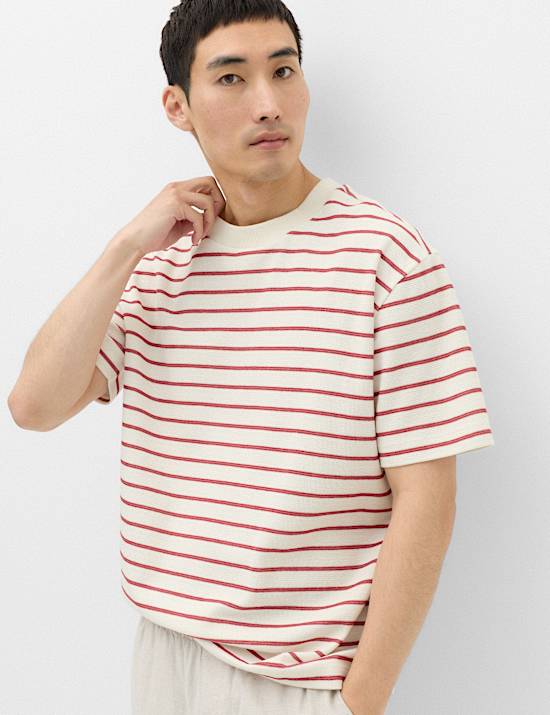 Cotton Rich Textured Breton T-Shirt