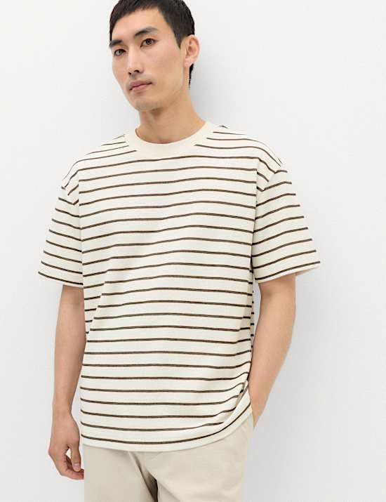 Cotton Rich Textured Breton T-Shirt