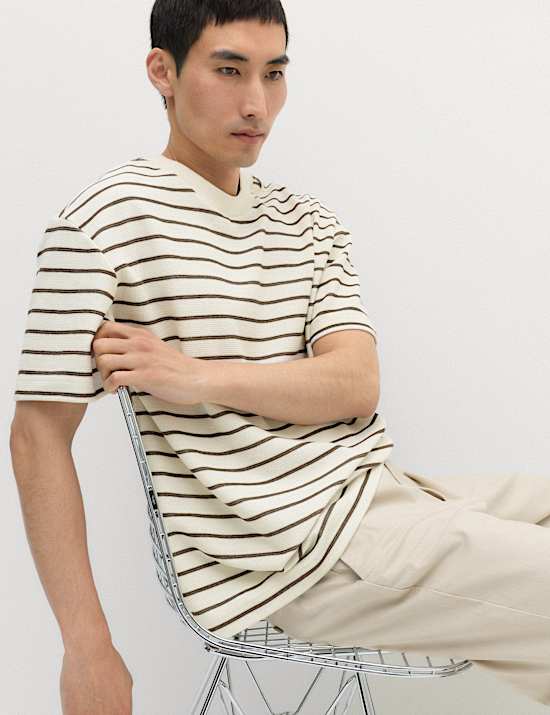Cotton Rich Textured Breton T-Shirt