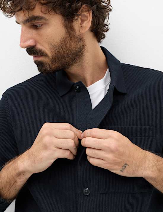 Geribd overshirt van katoenmix