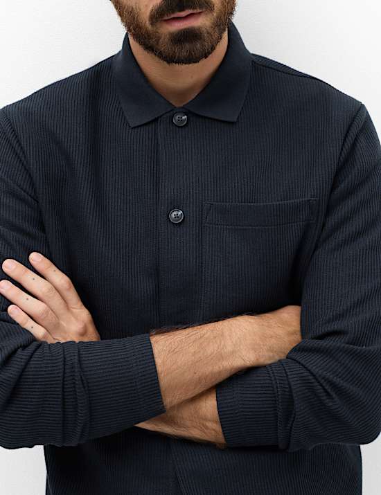 Geribd overshirt van katoenmix
