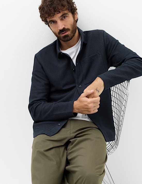 Geribd overshirt van katoenmix