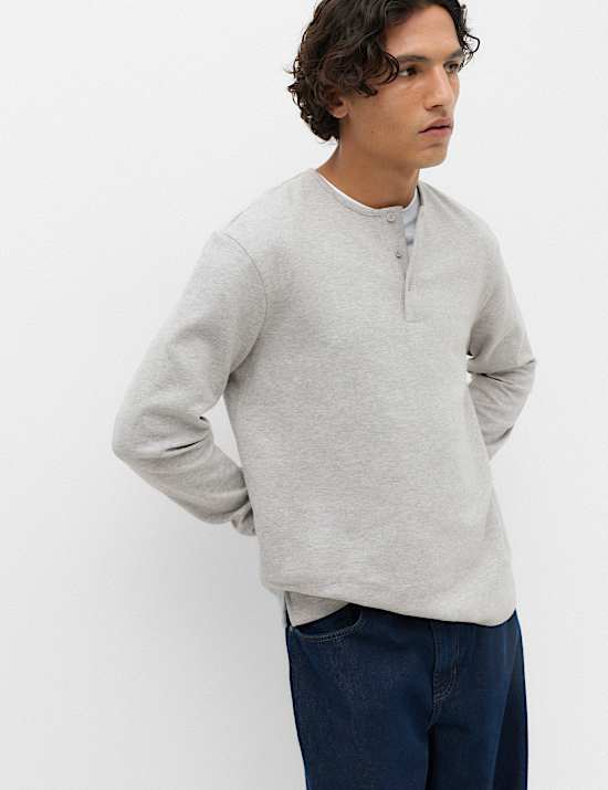 Cotton Rich Cosy Long Sleeve Henley Shirt
