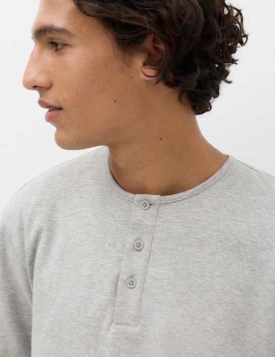 Cotton Rich Cosy Long Sleeve Henley Shirt