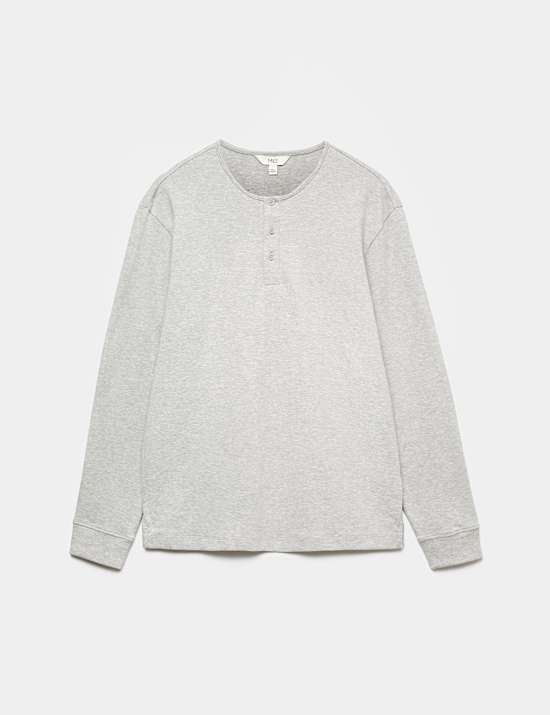 Cotton Rich Cosy Long Sleeve Henley Shirt