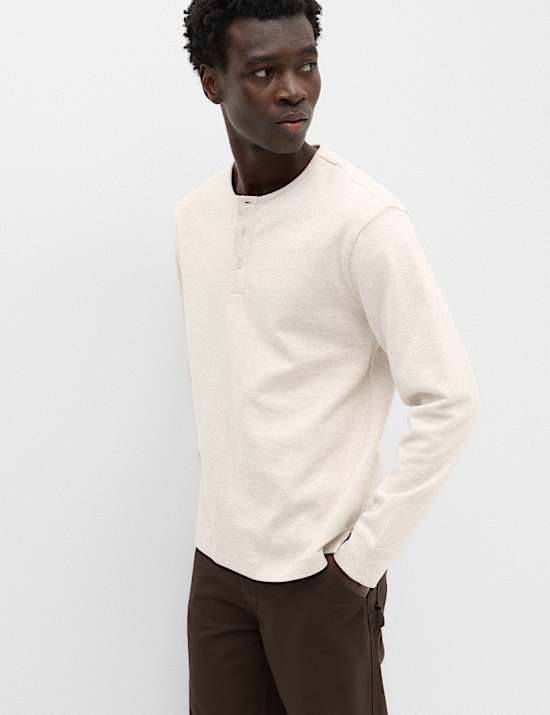 Cotton Rich Cosy Long Sleeve Henley Shirt