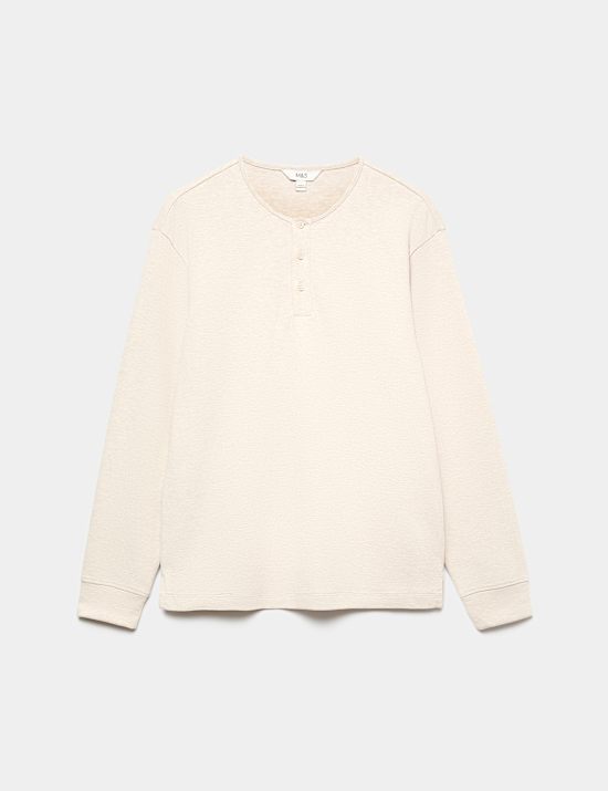 Cotton Rich Cosy Long Sleeve Henley Shirt