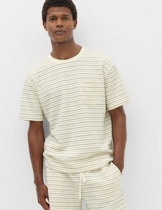 Cotton Rich Textured Striped T-Shirt