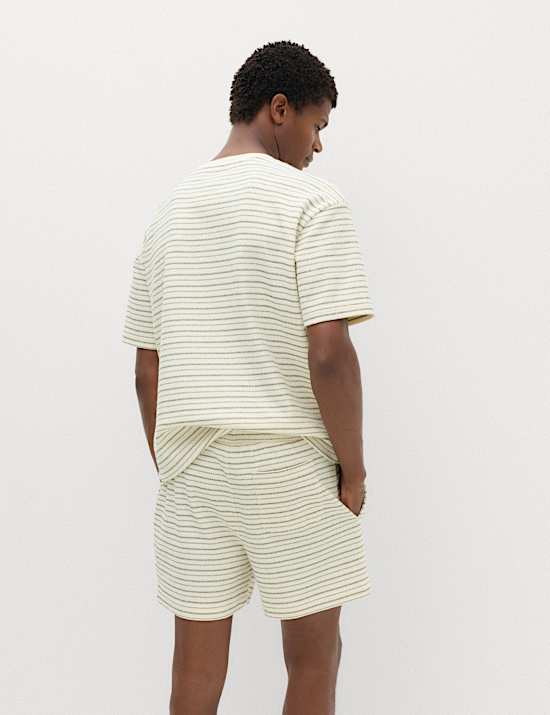 Cotton Rich Textured Striped T-Shirt